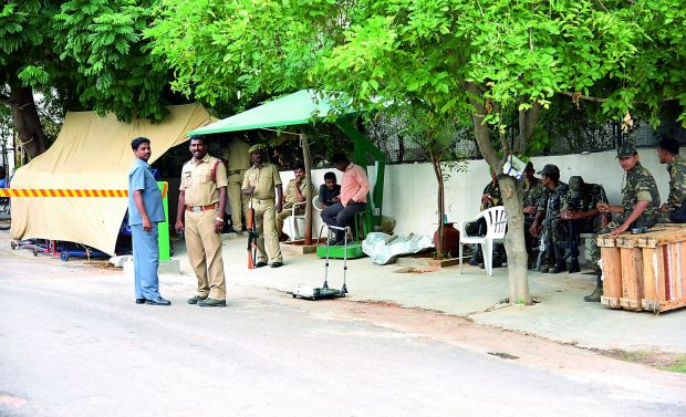 OCTOPUS police guard the house of AP CM N. Chandrababu Naidu. OCTOPUS police guard the house of AP CM N. Chandrababu Naidu.